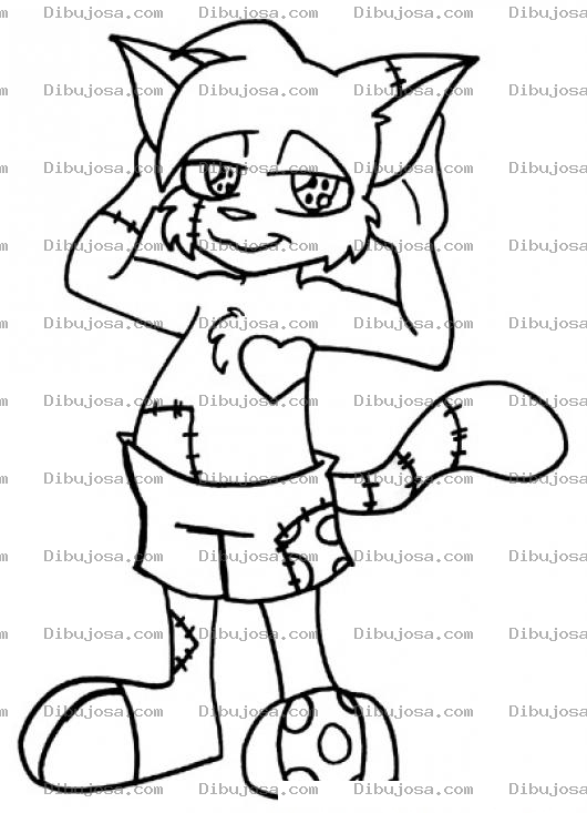 Dibujo para colorear Colorear Gato Remendado Con Parches