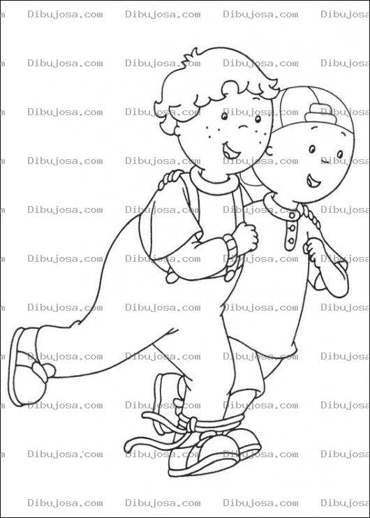 Dibujo para colorear Caillo Corriendo con su amigo