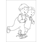 Dibujo para colorear Caillo Corriendo con su amigo