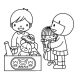 Dibujo para colorear Colorear Hermanitos Con Cajon De Juguetes