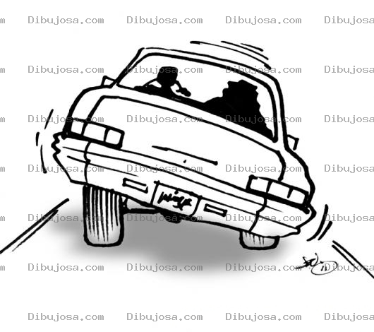 Dibujo para colorear Colorear Carro Desnivelado Por El Peso De Un Gordito