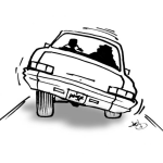 Dibujo para colorear Colorear Carro Desnivelado Por El Peso De Un Gordito