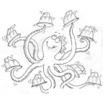 Dibujo para colorear Colorear Pulpo Malavarista