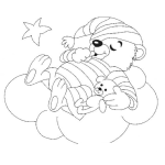 Dibujo para colorear Colorear Osito Durmiendo En Una Nube