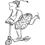 Dibujo para colorear Mujer En Monopatin Para Pintar Y Colorear