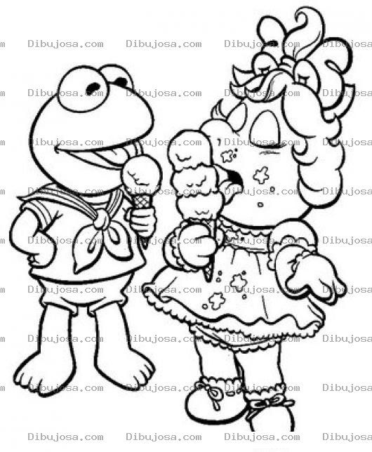Dibujo para colorear La Rana Rene Y Peggy Comiendo Helado Para Pintar Y Colorear
