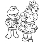 Dibujo para colorear La Rana Rene Y Peggy Comiendo Helado Para Pintar Y Colorear