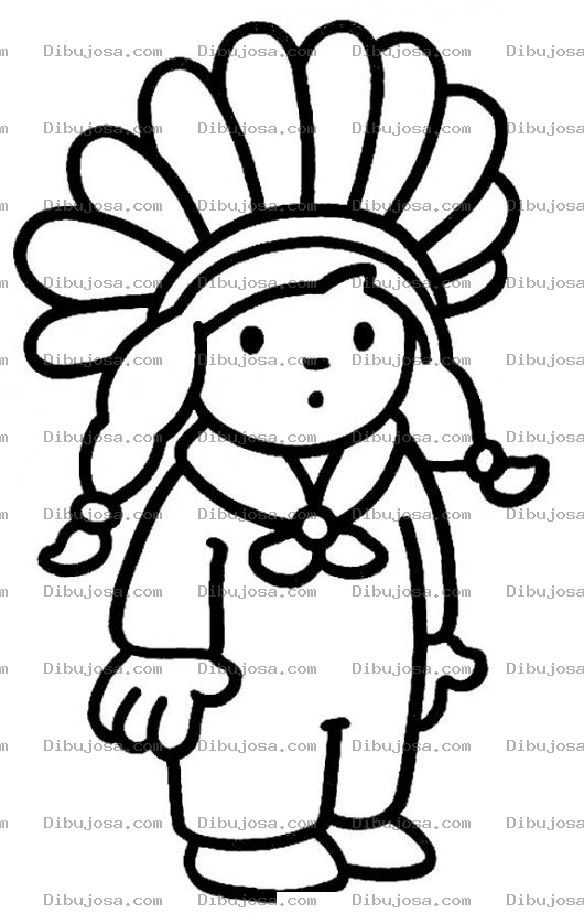 Dibujo para colorear Indito Piel Roja Con Sombrero O Cabellera De Plumas Para Pintar Y Colorear