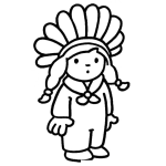 Dibujo para colorear Indito Piel Roja Con Sombrero O Cabellera De Plumas Para Pintar Y Colorear