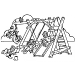 Dibujo para colorear Dibujo De Parque Infantil Juegos De Ninos Columpios Y Jardin De Ninos Para Pintar Y Colorear