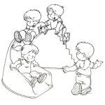 Dibujo para colorear Parque Con Resbaladero Y Juegos Infantiles Con Ninos Para Colorear