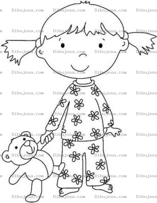 Dibujo para colorear Dibujo De Nena Con Osito Para Pintar Y Colorear