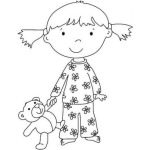 Dibujo para colorear Dibujo De Nena Con Osito Para Pintar Y Colorear