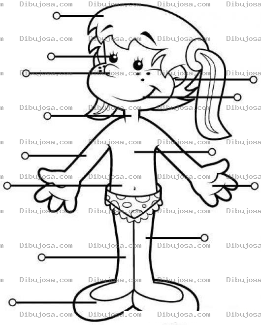 Dibujo para colorear Dibujo Para Colorear Y Escribir Las Partes Del Cuerpo De Una Nena Nariz De Nina