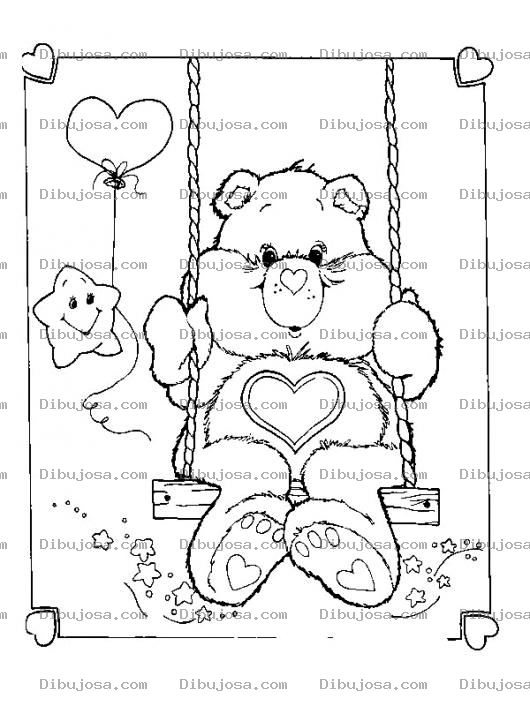 Dibujo para colorear Dibujo De Osito Sube Y Baja En Un Columpio Para Pintar Y Colorear