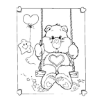 Dibujo para colorear Dibujo De Osito Sube Y Baja En Un Columpio Para Pintar Y Colorear