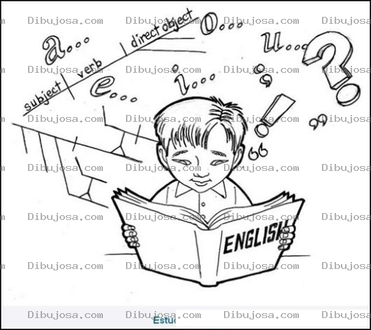 Dibujo para colorear Dibujo De Muchacho Estudiando Ingles Leyendo Un Libro De Ingles Para Colorear
