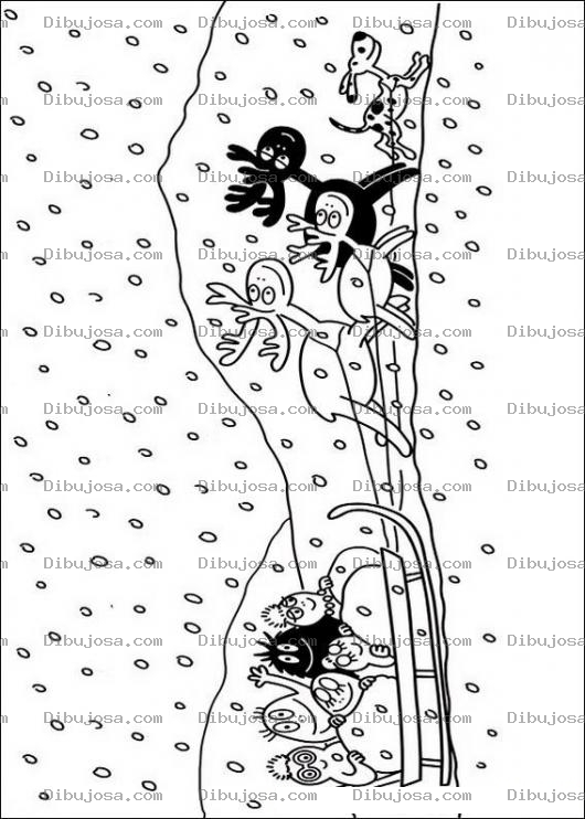 Dibujo para colorear Pintar a barbapapa en trineo