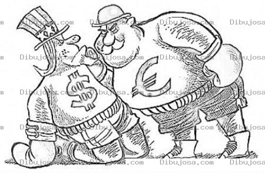 Dibujo para colorear Dibujo Del Dolar Y El Euro Para Pintar Y Colorear
