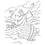 Dibujo para colorear Dibujo De JESUS En Medio De La Tormenta En El Mar Para Pintar Y Colorear