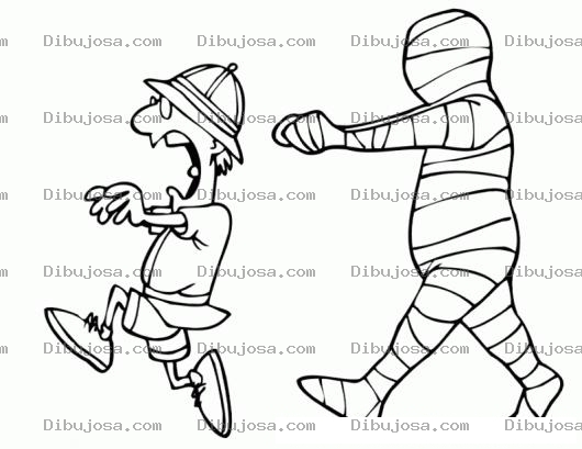 Dibujo para colorear Miedo A Las Momias Dibujo De Indiana Corriendo De Una Momia Para Pintar Y Colorear