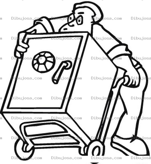 Dibujo para colorear Caja Fuerte Para Colorear Hombre Aferrado Al Dinero Abrazando A Su Caja Fuerte
