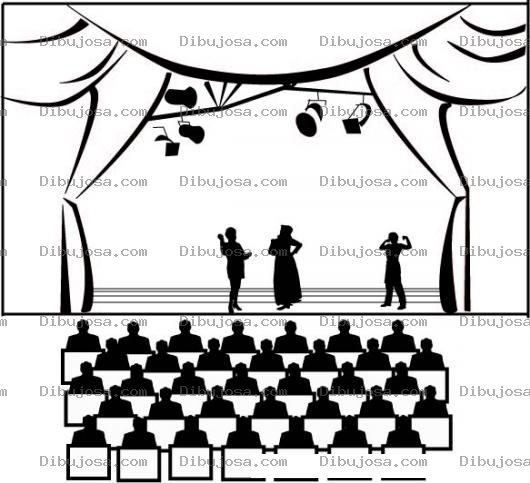 Dibujo para colorear Dibujo De Teatro Para Colorear Una Sala De Teatro Con Publico Y Una Obra De Teatro Saladeteatro Obradeteatro