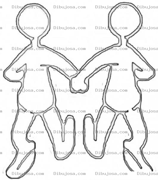 Dibujo para colorear Dibujo De 2 Amigos Tomados De La Mano Para Pintar Y Colorear