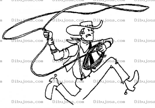 Dibujo para colorear Vaquero Con Lazo Para Colorear Y Pintar