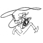 Dibujo para colorear Vaquero Con Lazo Para Colorear Y Pintar