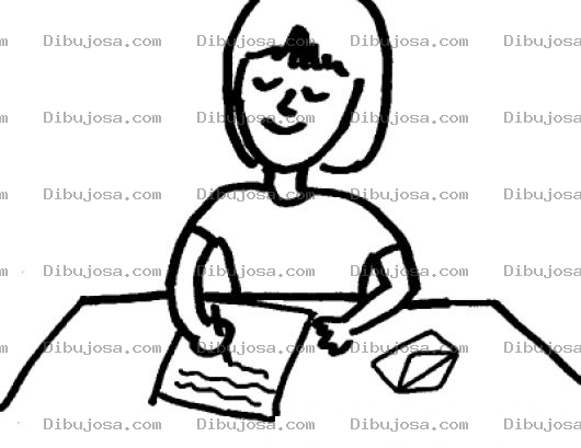Dibujo para colorear Colorear Mujer Escribiendo Una Carta De Amor A Su Novio