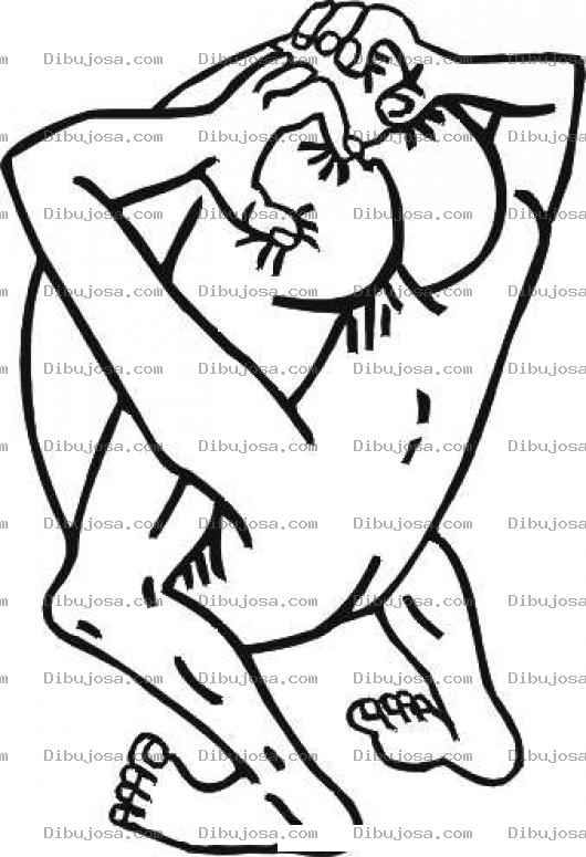 Dibujo para colorear Dibujo De Hombre Escondido En Su Trasero Para Pintar Y Colorear