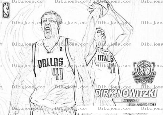 Dibujo para colorear Dirk Nowitski Coloring Page Para Pintar Y Colorear A Dirk Nowitzki Jugador 41 De Los Dallas De La NBA