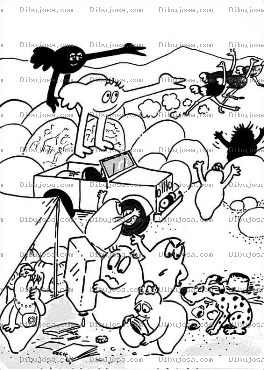 Dibujo para colorear colorear a barbapapa en carpa