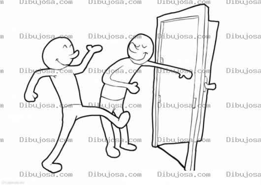 Dibujo para colorear Hombre Abriendo La Puerta Diciendo Pase Adelante Dibujo Para Pintar Y Colorear Abrir Puerta