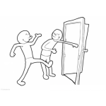 Dibujo para colorear Hombre Abriendo La Puerta Diciendo Pase Adelante Dibujo Para Pintar Y Colorear Abrir Puerta