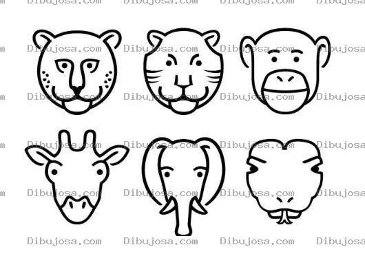 Dibujo para colorear Caras De Animales De La Selva Para Pintar Y Colorear
