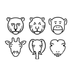 Dibujo para colorear Caras De Animales De La Selva Para Pintar Y Colorear