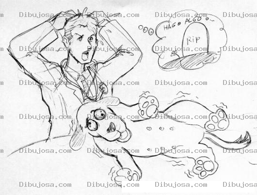 Dibujo para colorear Dibujo De Veterinario Preocupado Con Un Perro Temblando Y Con Ataques De Epilepsia Para Pintar Y Colorear