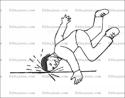 Dibujo para colorear Colorear Accidente De Una Caida De Cabeza Dibujo De Un Resbalon Con Golpe En La Cabeza