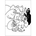 Dibujo para colorear pintar a barbapapa con un elefantito