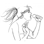 Dibujo para colorear Dibujo De Mujer Cantando Con Microfono Para Pintar Y Colorear