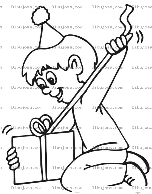 Dibujo para colorear Dibujo De Un Nino Destapando O Abriendo Un Regalo