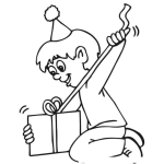 Dibujo para colorear Dibujo De Un Nino Destapando O Abriendo Un Regalo