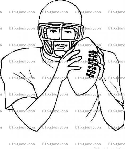 Dibujo para colorear Jugador De Futbol Americano Con Casco Y Pelota Para Pintar Y Colorear