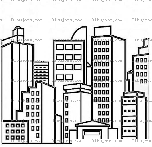 Dibujo para colorear Dibujo De Una Ciudad Con Edificios Para Pintar Y Colorear dibujo de la localidad