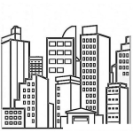 Dibujo para colorear Dibujo De Una Ciudad Con Edificios Para Pintar Y Colorear dibujo de la localidad