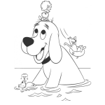 Dibujo para colorear Colorear Perro Rojo Clifford Jugando En El Agua Con Sus Amigos