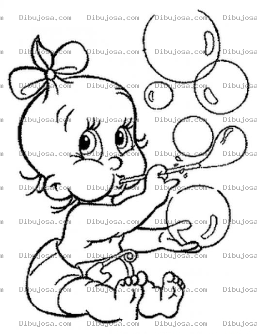 Dibujo para colorear Dibujo De Una Bebita Haciendo Burbujas Para Pintar Y Colorear