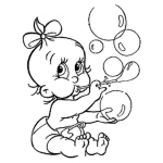 Dibujo para colorear Dibujo De Una Bebita Haciendo Burbujas Para Pintar Y Colorear